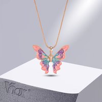 Vnox Y2K Vivid Butterfly Necklaces, Women Girls Colorful Animal Butterfly Pendant with Adjustable Snake Chain