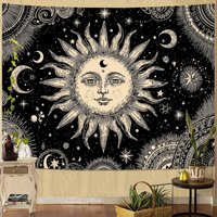 Tapestry Vintage Celestial Sun Moon Tapestries Starry Sky Wall Hanging Mystical Astrology Line Art Decor Bedroom Dormitory