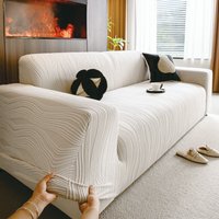 Sofa cover with line pattern suitable for all seasons high elasticity machine washable fully covered, and anti-slip cover cloth