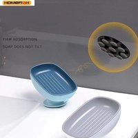 Homefish 1Pcs Bathroom Soap Dishes Holder Self Draining Soap Box Super Suction Portable Soap Container for Bathroom Accessories