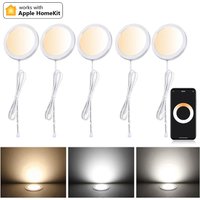 3, 6 ou 9 pièces - Éclairage LED rond WiFi Homekit CCT sous armoire, 2700-6500K, double blanc, pour placard, armoire, vitrine