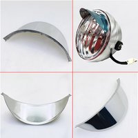 Chrome Metal Universal Motorcycle Headlight Visor 5.2" Motorbike Front Lamp Waterproof Cover Lens For Honda Yamaha Kawasaki BSA