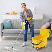 Heavy Duty 32L Commercial Mop and Bucket Set - Heavy Duty, 32L Capacity, Double Bucket System, Side Press Wringer, and Rolling Wheels