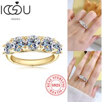 IOGOU Luxury 3.6CTTW All Moissanite Wedding Ring 5 Stone Sparkling Diamond Engagement Band 925 Sterling Silver Jewelry for Women