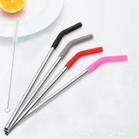 4Pcs Stainless Steel Straw with Silicone Tip Straw Brush Stainless Steel Drinking Straw with Covers for Stanley 40oz Tumbler