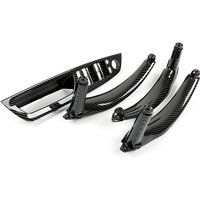 Carbon Fiber Interior Left Right Door Pull Handle Inside Cover Panel Trim Replacement For BMW X5 X6 E70 E71 E72 2007-2013