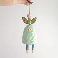 New Cute Ceramic Bells Collection Cartoon Craft Handmade Wind Chimes Simple Yard Pendant Home Decoration