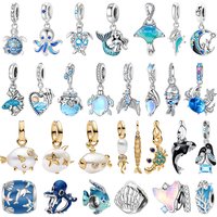 New Original 925 Sterling Silver Shell Star Crocodile Octopus Bead Pendant for Women's DIY Bracelet Necklace Fine Jewelry Gift