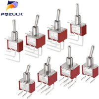 Vertical Right Angle 2/3/10A 125/250V AV 3/6Pins 2/3Position SPDT PCB Mount Toggle Switch ON-OFF-ON Rocker Switche ON-ON