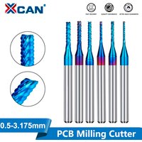 XCAN Carbide Corn End Mill 0.5-3.175mm Shank PCB Milling Cutter Nano Blue Coated PCB End Mill CNC Cutting Milling Tools