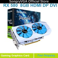 SongryVGA RX 580 8GB GDDR5 256-Bit Gaming Graphics Card,2048SP PCIe 3.0 x16 6-Pin Power Connector Ready with HDMI/DP/DVI Ports