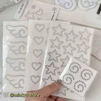 Kpop Photocard Deco Stickers, Silver Rhinestone Star & Heart 3D Stickers, Gift Packing Bling DIY Scrapbooking Stickers