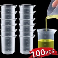 5-100pcs Plastic Measuring Cup 100ml Clear Resin Volumetric Mixing Cups Lab Beaker Graduated Mug Beaker Kitchen Tools