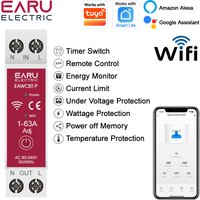 Tuya MCB WiFi Smart Circuit Breaker Timer 1P+N 63A Power Energy kWh Voltage Current Meter Protector Voice Remote Control Switch