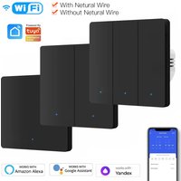Tuya Smart Switch WiFi Push Button Wall Light Switches EU with/No Neutral Wire Compatible Alexa Google Home Alice Smart Home