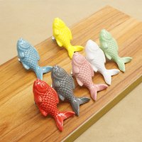 Grass Carp Shape Cartoon Color Wardrobe Single Hole Ceramic Handle Furniture Bookcase Drawer Cupboard Door Handle image 4
