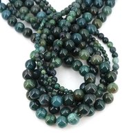 2 3 4 6 8 10 12mm Natural Stone Round Green Moss Agate Jade Stone Spacer Bead Crystal For Jewelry Making Diy Bracelet Needlework