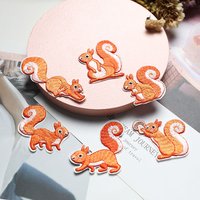 AHYONNIEX 1 Piece Embroidered Cute Squirrel Patches Caps Bags DIY Applique Embroidery Parches Iron On Patch for Clothes