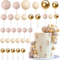 Apricot Gold Light Brown Ball Cake Topper Shaped Cupcake Insert Cake Topper for Bear Theme Birthday Party Favors Wedding Decor