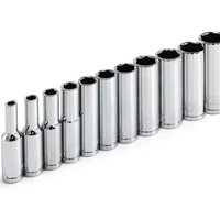 2025 Hot Sale 11pcs Metric Long Chrome Socket Set 1/4-Inch Drive 6-Point Deep Socket From 4 Mm To 14 Mm Professional Grade Tools