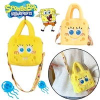 Kawaii SpongeBob Plush Shoulder Bag for Women Comfortable Plush Handbag Cartoon Yellow Sponges Crossbody Bags Cute Girls Bags