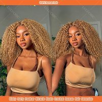 LightWeight #27 Honey Blonde Kinky Curly Human Crochet Hair Extension For Easy Braiding Miracle Knots Feather Crochet Human Hair