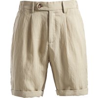 New men's lyocell pleated twill cotton shorts - summer breathable lightweight casual rolled-edge beach resort business shorts