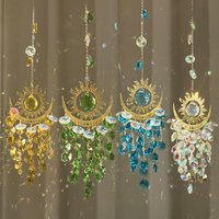 1-Piece Outdoor Garden Light and Shadow Decoration Flame Moon Sun Crystal Light Catcher Wind Chime Outdoor Furniture Hanging Decoration Home Decor