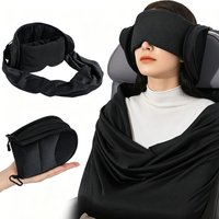 Masque pour les yeux réglable 3-en-1, système de soutien pour le sommeil en avion, oreiller de voyage multi-usage, confortable pour le bureau et la maison, idéal pour les voyages
