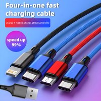 4 In 1 USB Cable 3A USB A To Micro USB/Type C For iPhone Charger Fast Charging Data Cord For iPhone 14 11 Xiaomi