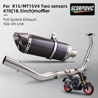 Für YZF R15 V3 V4 R125 MT125 2020 - 2026 Motorrad-Auspuffanlage, modifiziertes vorderes und mittleres Verbindungsrohr mit Schalldämpfer