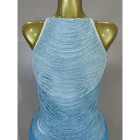 Women Sexy Sleeveless Gradient Tassel Mini Bodycon Bandage Dress Celebrity Evening Club Party Prom High Quality Birthday Dress