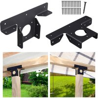 2Pcs Pergola Brackets Durable Adjustable Heavy Duty Wood Post Black Metal T Shaped Bracket Hardware Gazebo Accessories