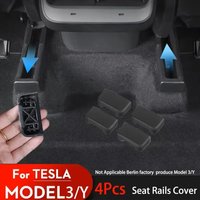 ISGTDRM 4pcs Seat Rail Cover Protector For Tesla Model 3 Y 2025 Accessories Rear End Pieces Backseat Slide Protection Anti-kick