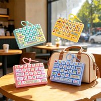 Creative Pendant Stress Relief Electronic Keyboard Toy with 26 Keys Sounds Wooden Fish Design Children's Gift Hanging Ornament