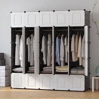 1pc/New Wardrobe Simple Cloth Wardrobe Clothes Storage Cabinet Rental House Plastic Assembly Dormitory Fabric Wardrobe Cabinet