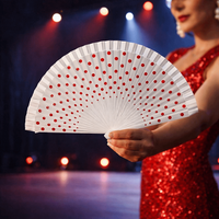 Practical Dots Pattern Flamenco Spanish Folding Fan Vintage Wood Handle Hand Fan Colorful Dancing Fan Filming Props
