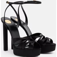 Platform Corss Tied Satin Sandals Sexy Pointed Toe Thin Heel Slinback Buckle Belt New Arrivals Fashion Women Modern Shoes