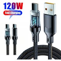 120W LED Display Screen Charging Cable PD 100W Fast Charge Data Cable For Iphone 15 15Pro 1M/1.5M/2M Cable USB Type C For Xiaomi
