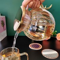 Kawaii Color Pumpkin Glass Kettle Pots Teapot Thermal Water Bottle 1000ml with Cup Moka Pot Home Appliance Kitchen Accessories