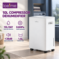LOEFME 10L/Tag Intelligenter Kompressor-Luftentfeuchter mit 0,6 MPa Abwasserpumpe, 1,5L Tank, 38dB Leiser Betrieb, LED-Touchsteuerung, kontinuierliche Entwässerung, Kindersicherung, waschbarer Filter,