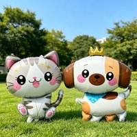 Cartoon Cat Dog Foil Balloons Kawaii Kitty Puppy Animal Balloon for Kids Boys Girls Birthday Party Baby Shower Decor Supplies