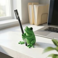 Super Cute Green Frog Pen Holder - 3D Design Charming Frog Office Decoration, Fun Stationery Organizer, Suitable for Gamers, Writers, and Frog Lovers