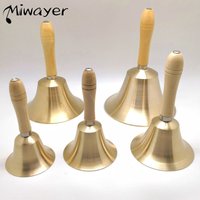 Miwayer Cloche d'appel à main en laiton massif extra fort avec manche en bois 4,3/3,2 pouces utilisée pour les mariages, les salle de classe scolaire, les services et les jeux