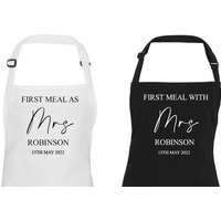 Personalised Custom Wedding Day Apron First Meal As Mrs Mr Bride Groom Newlywed Couples Bridal Shower Engagement Gift present