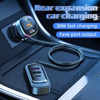 1.5m Extension Cable Car Charger 30W Super Fast Charger 30W Dual Port ISO/Android Charger Adapter For Iphone Samsung Xiaomi