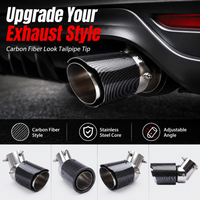Universal Car Exhaust Tip 63-89mm Carbon Fiber Style Stainless Steel Tailpipe Adjustable Elbow ABS Shell Muffler Cover Accessory