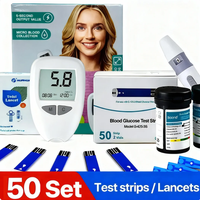 Medical Glucometer Diabetes Testing Kit No Code Blood Glucose Meter with 50pcs Test Strips & Lancets Blood Sugar Monitor mg/mmol