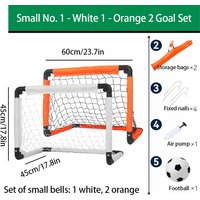 Portable Soccer Goal Set for Kids & Adults – 3 Sizes (60/85/120cm) 1 White 1 Orange 2 Goals, Includes Storage Bags, Air Pump, Fi