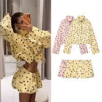 2026 Summer New Women's Set Polka Dot Long Sleeve Ruffled Decorative Jacket Balloon Style Shorts Set Fashionable and Unique